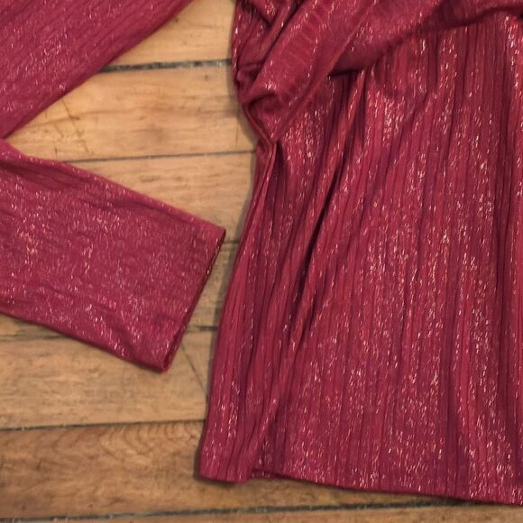 Anthropologie Women’s Red Twist-Front Shimmer Long Sleeve Top Size XL - Picture 4 of 6